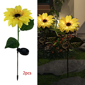 2 Pack Outdoor Yard Garden Solar Power Sunflowers Lights Pathway Patio Decor
