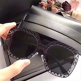 Kính mát Nữ Chống nắng UV thời trang gọng lưới đen 