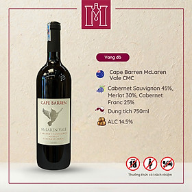 Rượu vang đỏ Úc Cape Barren McLaren Vale Cabernet Sauvignon Merlot Cabernet Franc 750ml 14.5% nhập khẩu - Hàng Chính Hãng