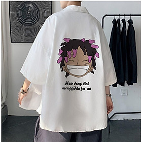 Áo sơ mi oversize from rộng tay lỡ unisex nam nữ , sơ mi nam nữ vải voan lụa mịn mát free size in tóc xoăn