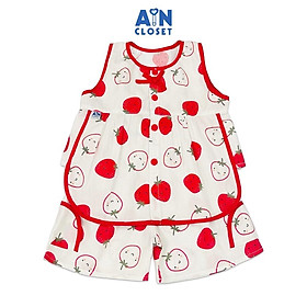 Bộ quần áo Ngắn bé gái hoạ tiết Dâu Bạch Tuyết Cotton - AICDBGZXPRBO - AIN Closet