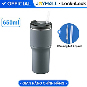 Bình giữ nhiệt LocknLock Metro Drive màu xám LHC4277SGRY 650ml - Hàng chính hãng, kèm ống hút cọ rửa, thiết kế nắp xoay - JoyMall