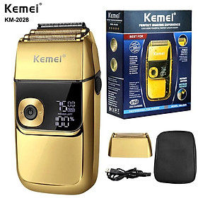 Máy cạo râu khô chuyên nghiệp Kemei KM-2028 cao cấp công suất mạnh 5W chỉnh 3 mức tốc độ có màn hình LCD, fade tóc