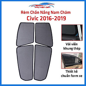 Bộ 4 rèm chắn nắng nam châm Civic 2016-2017-2018-2019 khung cố định chống tia UV