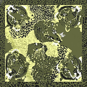 Bộ sưu tập khăn vuông bandana cotton họa tiết báo cá tính (54x54cm) - BDN36 hổ xanh ghi