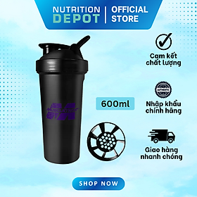 Bình lắc Shaker Muscletech 600ml màu đen, bình nước thể thao - New Version - Nutrition Depot