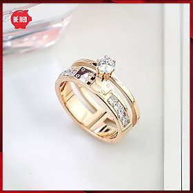 Nhẫn titan nạm đá zircon khắc chữ Love forever Trang sức Bé Heo BHN141