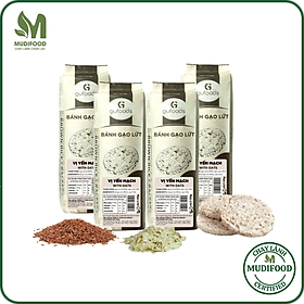 Combo 4 Gói Bánh Vị Huyền Mễ, Superfoods, Cỏ Ngọt, Muối Hồng, Yến Mạch - Bánh Gạo Lứt Ăn Kiêng Gufoods 170g - Bổ Sung Dinh Dưỡng Cho Người Ăn Chay, Ăn Kiêng, Ăn Vặt Healthy, Eatclean, Tập Gym