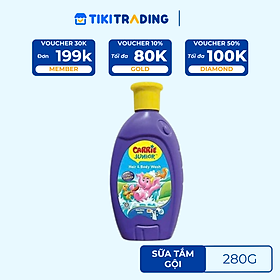 Chai Sữa Tắm Gội cho bé Carrie Junior hương trái cây thiên nhiên 280g