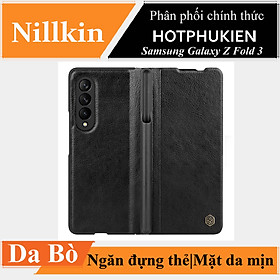 Bao da Leather cho Samsung Galaxy Z Fold 3 hiệu Nillkin Qin (Chất liệu da cao cấp, có ngăn đựng thẻ, mặt da siêu mềm mịn) - hàng nhập khẩu