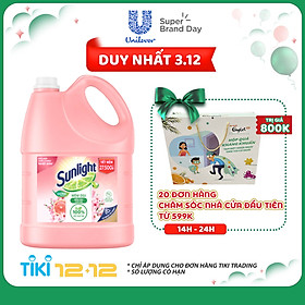 Nước Rửa Chén Sunlight Mềm Dịu Hương Bưởi Tây & Hoa Anh Đào Chai 3.6kg