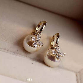 Bông tai bạc khuyên tròn hoa trai chất liệu bằng bạc s925 MS0094