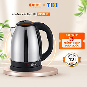 Mua Bình đun siêu tốc Comet CM8219 – Dung tích 1.8L  công suất 1500W – Ruột inox 304 chống bỏng  tự ngắt an toàn – Hàng chính hãng bảo hành 12 tháng