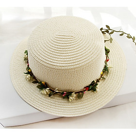 Mũ đi biển đẹp nón rộng vành nhỏ đai hoa lá thời trang Hàn Quốc dona22041904