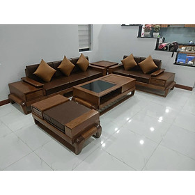 Bộ salon Gỗ Bích nệm da Juno Sofa 3m x 2m x 80 cm