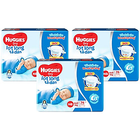 Combo 3 Gói Tã Dán Sơ Sinh Huggies NB74 (Dưới 5kg) - Gói 74 Miếng