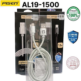 Mua Dây sạc nhanh Pisen Aluminum Alloy 2.4A Braided 1500mm (LH-AL19-1500) USB-A to L  dây dù chống rối  hàng chính hãng