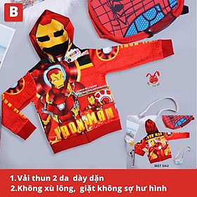 Áo khoác bé trai hình siêu nhân từ11kg-40kg. Chất thun hai da dày mịn - Kiến Lửa - B sắt - 3
