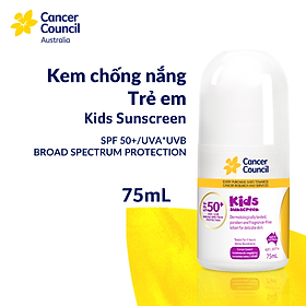 Kem chống nắng trẻ em Cancer Council Kids SPF 50+/PA ++++ 75ml