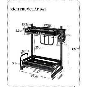 Kệ Gia Vị Đa Năng Chữ L 2 Tầng 3 Tầng Amalife - Giá Dựng Gia Vị Đa Năng Có Ống Đũa, Giá Để Dao Thớt Cao Cấp