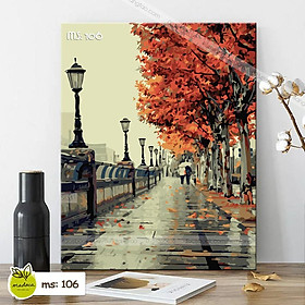 Mua Tranh tô màu 40x50cm có khung Phố mùa Thu T106