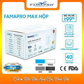 [COMBO Ưu Đãi] Khẩu Trang Y Tế Kháng Khuẩn Cao Cấp Famapro Max/Kháng Virus, Bụi, Lọc Khuẩn 99% [Chính Hãng Xuất Khẩu Mỹ Hộp 40 Cái