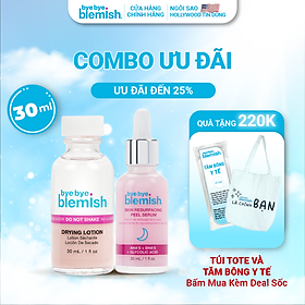 Bộ sản phẩm Chấm mụn và Tinh chất Peel da AHA + BHA Bye Bye Blemish giúp giảm mụn sưng đỏ, mờ vết thâm và tái tạo làn da