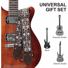 Dây đeo guitar, dây đeo guitar cotton thêu Jacquard, điện và âm thanh (hoa màu nâu cổ điển)