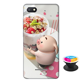 Ốp lưng nhựa dẻo dành cho Xiaomi Redmi 6A in hình Heo Con Trà Sữa - Tặng Popsocket in logo iCase - Hàng Chính Hãng