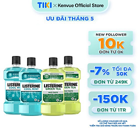 Bộ 2 Nước Súc Miệng Listerine Ngừa Sâu Răng Green Tea 500ml  2 Nước Súc Miệng Diệt Khuẩn Listerine Cool Mint 500ml