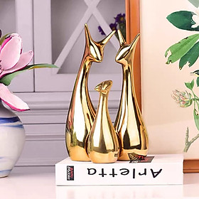 Mua Bộ Tượng gia đình thỏ decor để bàn đẹp màu bạc và vàng - Tượng trang trí  Đồ decor kệ tủ phòng khách và quà tặng tân gia