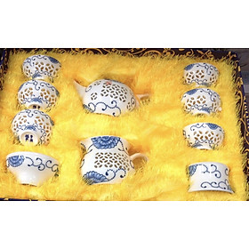 Mua BỘ ẤM CHÉN PHA TRÀ ĐẠO BẰNG SỨ PHONG CÁCH NHẬT TRẮNG HỌA TIẾT HOA DÂY XANH 10 MÓN - VD160 ( GIAO NGẤU NHIÊN )