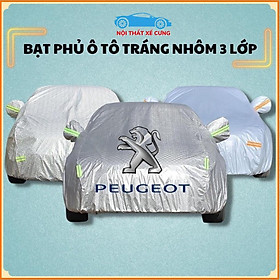 Bạt Phủ Xe Ô Tô PEUGEOT 2008, 3008, 5008, Traveller, Chất Liệu Bạt Tráng Nhôm 3 Lớp, Có Khóa Kéo Cửa Lái, Có Phản Quang