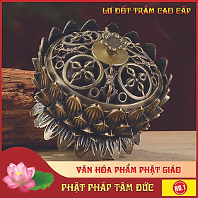 Hình ảnh Lư hương, lư đốt trầm hoa sen hợp kim đồng đa năng - Đốt nhang, trầm, trang trí nhà cửa