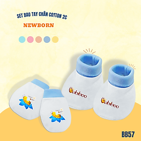 Bao tay bao chân cho bé sơ sinh BABIBOO chất vải cotton mềm mịn , thấm hút mồ hôi BB57 (1 set/ bao tay-bao chân )