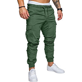 Men Stylish Casual Multi Pocket Long Trousers Sports Ankle Banded Pants Birthday Festival Gift
