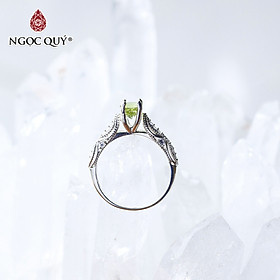 Nhẫn bạc nữ đá Peridot mệnh hỏa, mộc - Ngọc Quý Gemstones