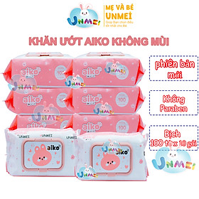 Combo 10 gói Khăn Giấy Ướt Aiko 100 tờ/gói không hương màu Hồng