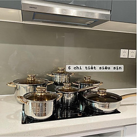 Mua Bộ nồi Đức dododios 6 món 12 chi tiết dùng cho mọi loại bếp  bộ nồi inox dày dặn tráng men vàng kèm nắp kính
