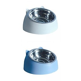 2pcs Cat Dog Bowl Raised Tilted Elevated Non Slip Pet Container