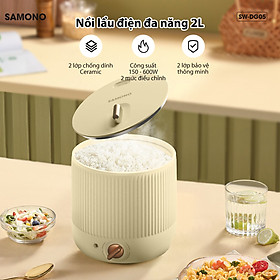 Mua Nồi lẩu điện đa năng SAMONO Dung tích 2 Lít 2 lớp chống dính ceramic Công suất 150 -600 W 2 mức điều chỉnh SW-DG05 HÀNG CHÍNH HÃNG