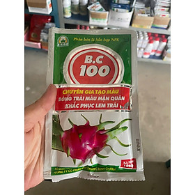 B.C 100 tạo màu đỏ tươi (màu mận quân), bóng mượt. Giúp trái lớn nhanh, phì trái, chắc ruột và tăng trọng lượng (nặng ký).  Hỗ trợ xử lý hiện tượng lem trái (màu sắc không đồng đều) và giúp tai trái xanh, dày.