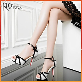 Giày sandal nữ hở mũi 8 phân hàng hiệu rosata màu trắng thời trang cao cấp ro554