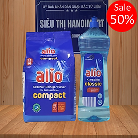 combo bột rửa bát Alio 1,8kg + Nước làm bóng alio 1000ml dùng cho máy rửa bát