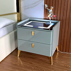 Mua Tủ đầu giường thông minh  Tab đầu giường thông minh 2 ngăn có sạc đt không dây  Đèn Ngủ Led cảm ứng 3 chế độ sáng