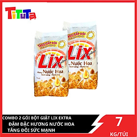 Hình ảnh COMBO 2 gói Bột giặt Lix Extra Hương nước hoa (Vàng) tăng gấp đôi sức mạnh giặt tẩy 7kgX2