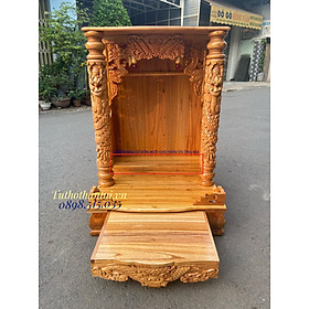 Mua Bàn thờ thần tài gỗ Xoan  có cột  chân chạm 68 x 98CM