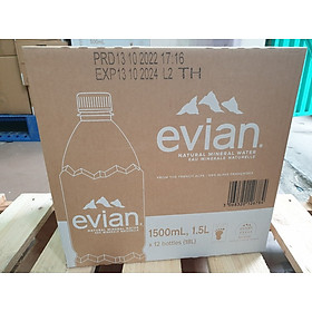 Thùng nước khoáng evian chai nhựa 1,5l tường đương 12 chai