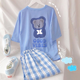 Set đồ nữ quần dài Caro Kate ống rộng GẤU VIBES ️ Đồ bộ hoạt hình Freesize Molly Fashion
