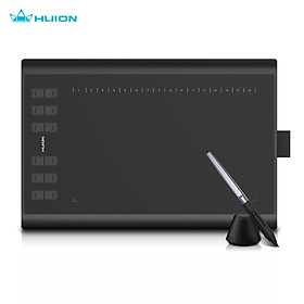 Bảng vẽ micro USB Huion H1060P với 12 nút phím cơ đi kèm với bút vẽ lớn không pin